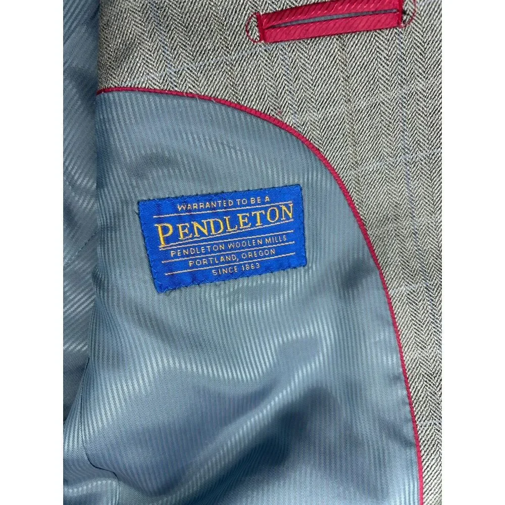 Pendleton 100% Wool Shell Blazer Men's Size‎ 40R Gray Sports Coat Jacket